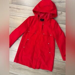 Red H&M women's Hooded jacket coat trench long 6 Minimalist Streetwear Spring